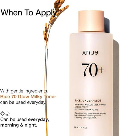 Anua - Rice 70 Glow Milky Toner 250mL