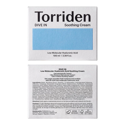 Torriden - DIVE IN Low Molecular Hyaluronic Acid Soothing Cream 100mL
