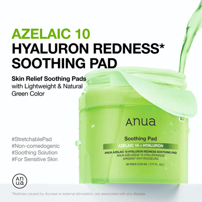 Anua - Azelaic 10 Hyaluron Redness Soothing Pad 230mL 90ea
