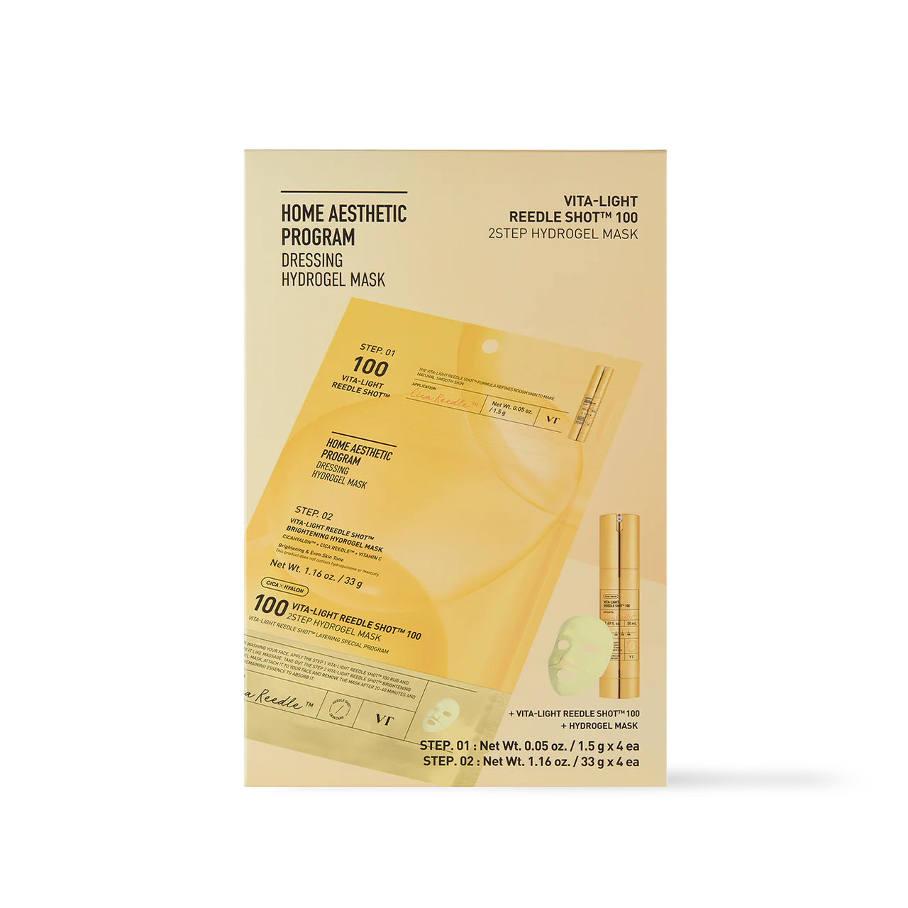 VT Cosmetics - VITA-LIGHT Reedle Shot 100 2STEP Hydrogel Mask (2 types)